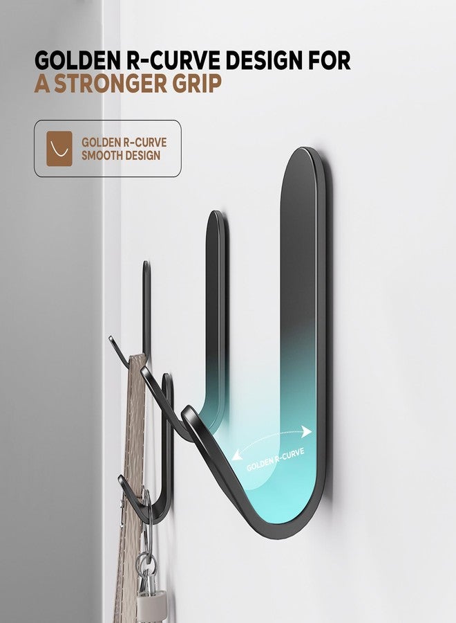 MIORAH Strong Adhesive Carbon Steel Wall Hook for Bathroom and Kitchen | Seamless Clothes Hanger Hook for Door and Wall Mounting | Reusable Behind-The-Door Holder - Black, Pack of 10 - Image 4